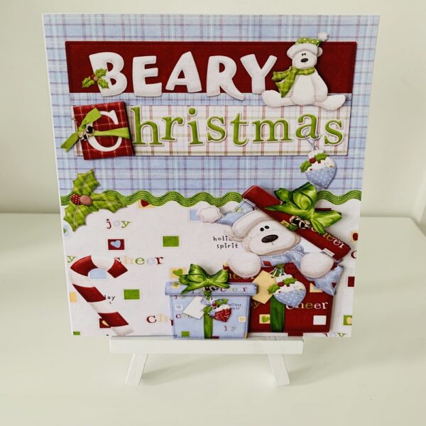 Handmade 3D decoupage Beary Christmas Card - main product image