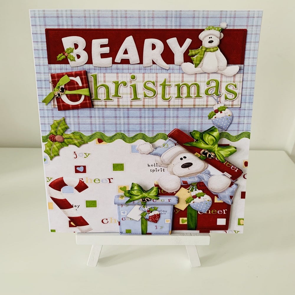 Handmade 3D decoupage Beary Christmas Card - main product image