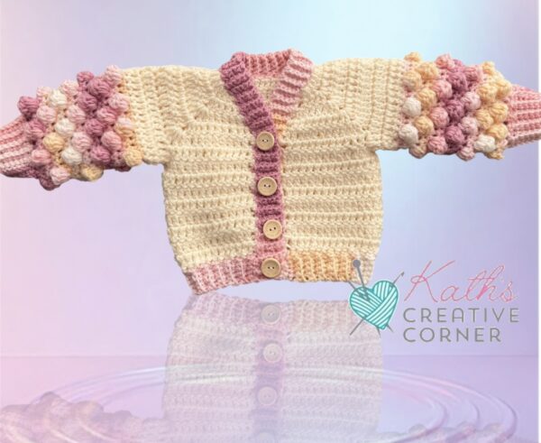 Hand made crochet baby Bobble sleeved cardigan - product image 3