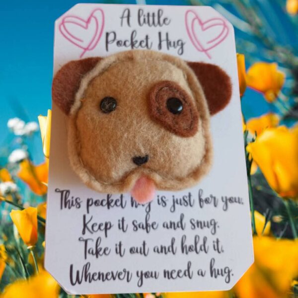 Hand sewn felt puppy pocket hug & pocket hug card - main product image