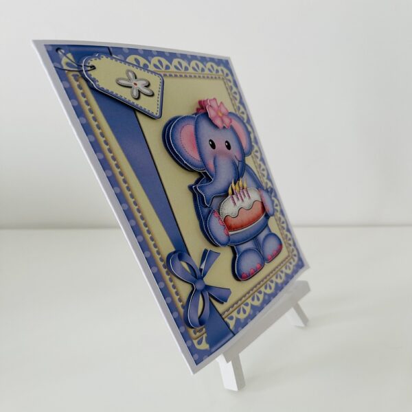 Cute Handcrafted 3D Decoupage Elephant Girls Birthday Card - product image 2