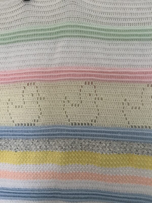 Hand crocheted Baby blanket with ducks and elephants – size 27″ x 40″ - product image 3