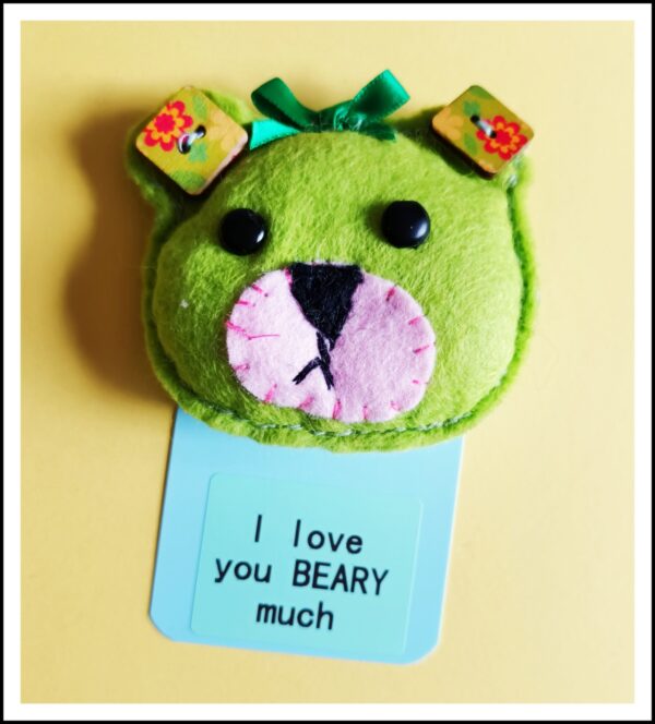 Hand sewn felt teddy bear pocket hug & pocket hug card - main product image