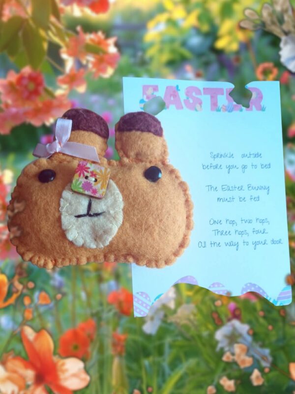 Hand sewn felt Easter bunny decoration &Easter pocket hug card - main product image
