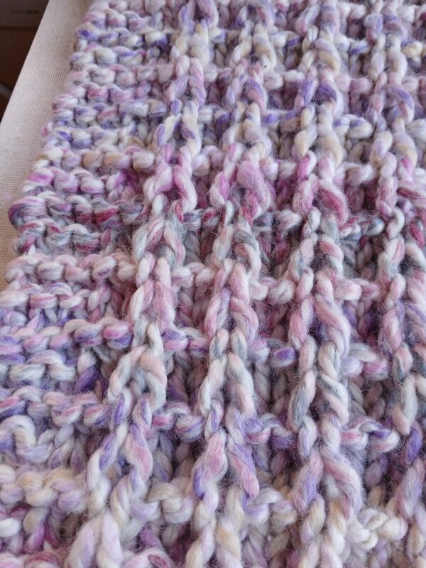 Hand- knitted baby blanket. Approx 21x 18 inches - product image 2