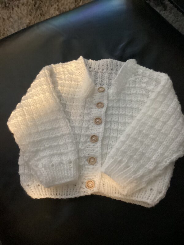 Baby White Cardigan 3-6 months - main product image