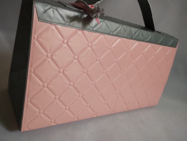 Luxury ‘Quilted’ Long Handbag Style Gift Box in tones of pink and grey - product image 3
