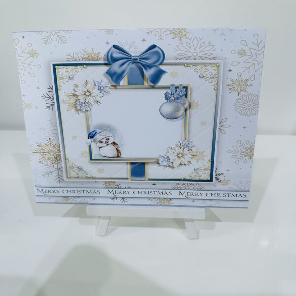 Luxury Handmade 3D decoupage Owl Christmas card, 7×7 inches in size - product image 3