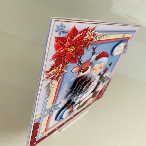 Handmade Luxury 3D Decoupage Christmas Card “Santa/Sledge” 7×7 - product image 2