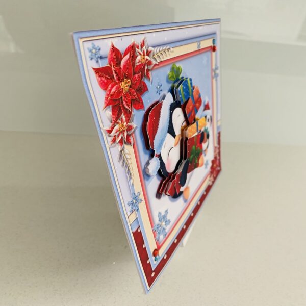 Handmade Luxury 3D decoupage Penguin Christmas card - product image 2