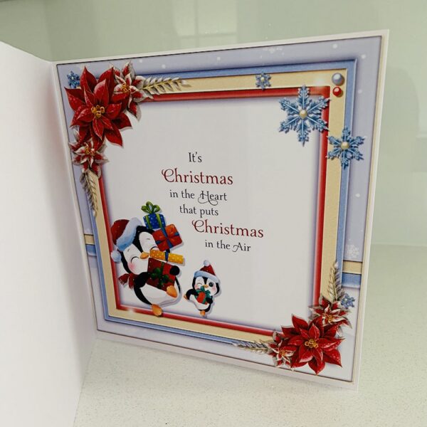 Handmade Luxury 3D decoupage Penguin Christmas card - product image 3