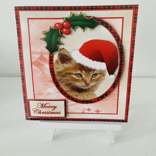 Handmade Christmas Kitten Greeting Card - main product image