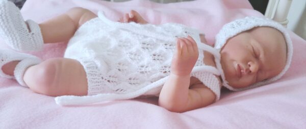 Hand-Knitted Summer Romper Set~White~0-3 months - product image 4