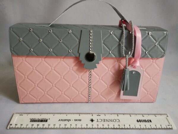 Luxury ‘Quilted’ Long Handbag Style Gift Box in tones of pink and grey - main product image