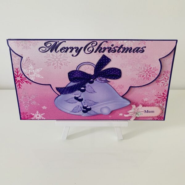 Handmade 3D decoupage Pink Bell Christmas card | Bell Christmas card - main product image