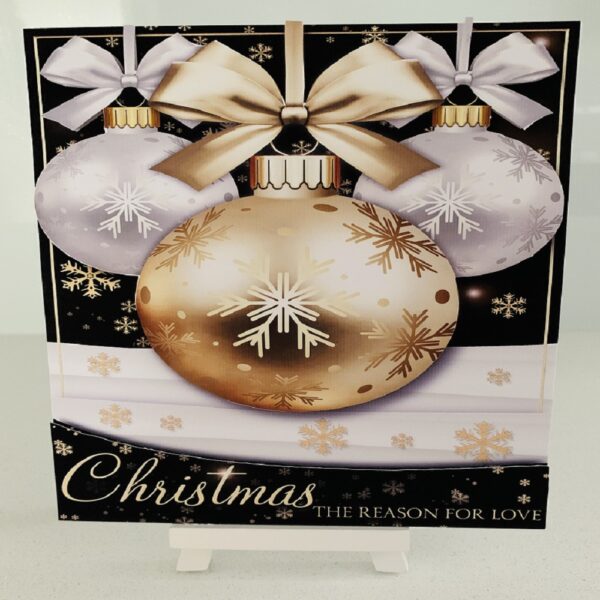 Handmade 3D decoupage Christmas card, “Baubles” 7×5 - main product image