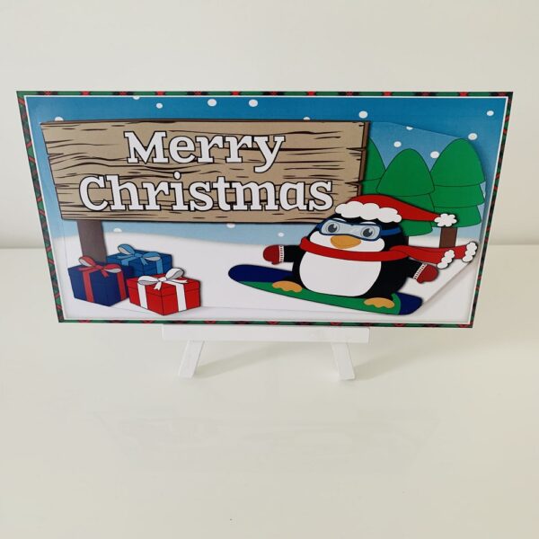 Handmade Merry Christmas Penguin Greeting Card - main product image