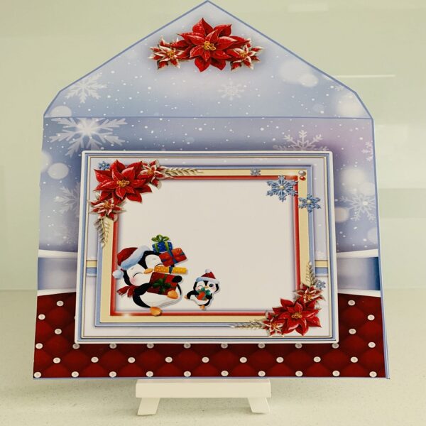 Handmade Luxury 3D decoupage Penguin Christmas card - product image 4