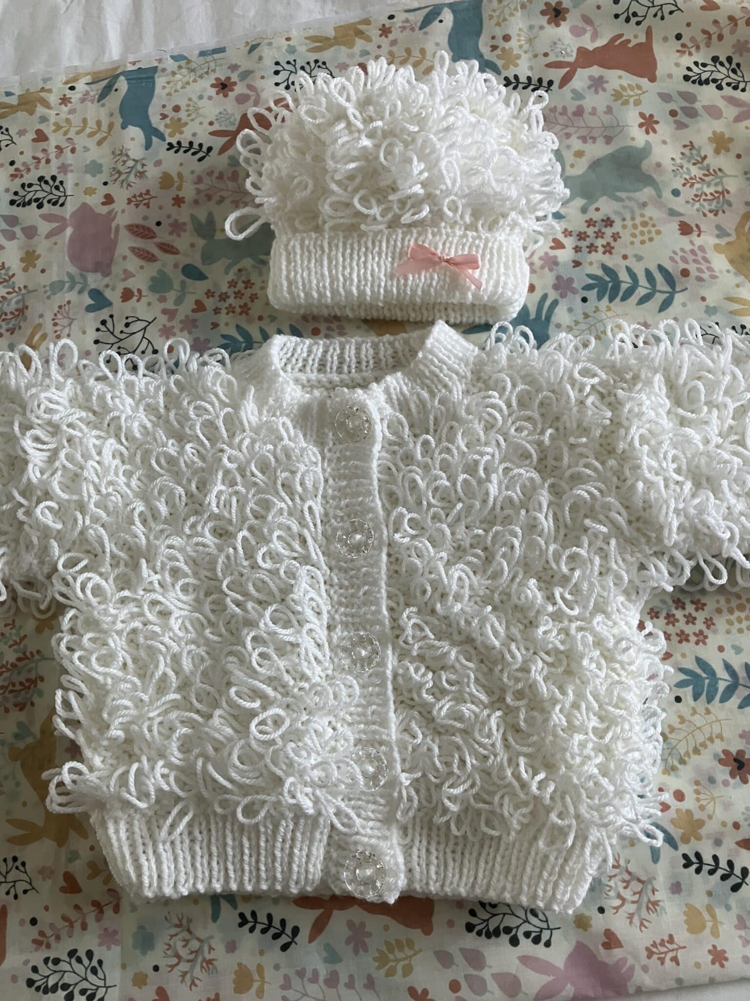 Loopy cardigan and hat set - main product image