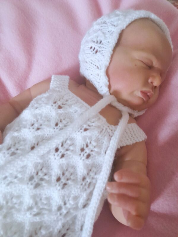 Hand-Knitted Summer Romper Set~White~0-3 months - product image 2