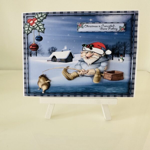 Handmade 3D decoupage Christmas Card for Fisherman - main product image