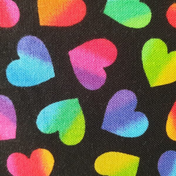 Coin Purse Cosmetics or Makeup Pouch 100% Cotton Rainbow Hearts Pattern Fabric outer. 007 - product image 4