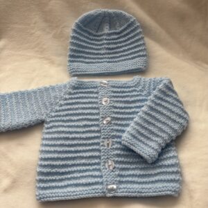 Hand knitted Baby Boy Cardigan and Hat