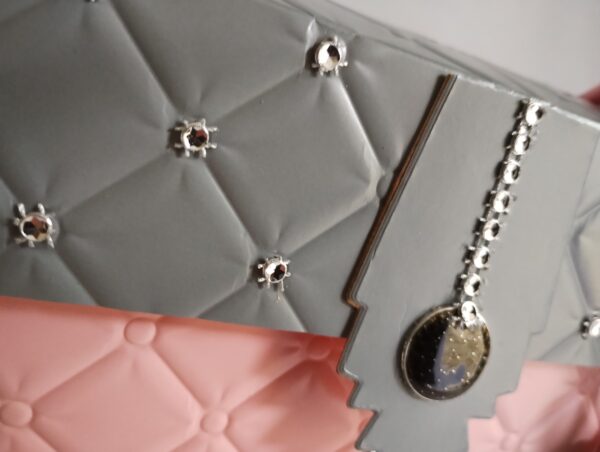 Luxury ‘Quilted’ Long Handbag Style Gift Box in tones of pink and grey - product image 2