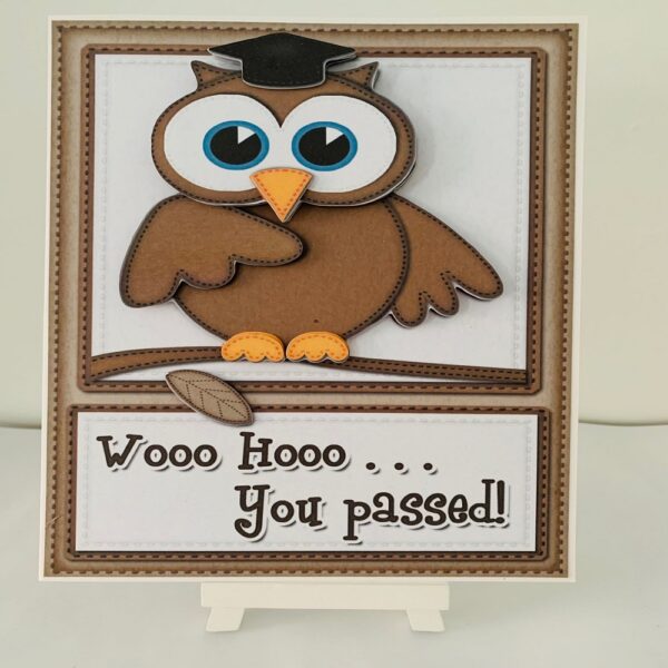 Handmade Wooo Hooo … You Passed Exam/test 3D Decoupage Greeting Card - main product image