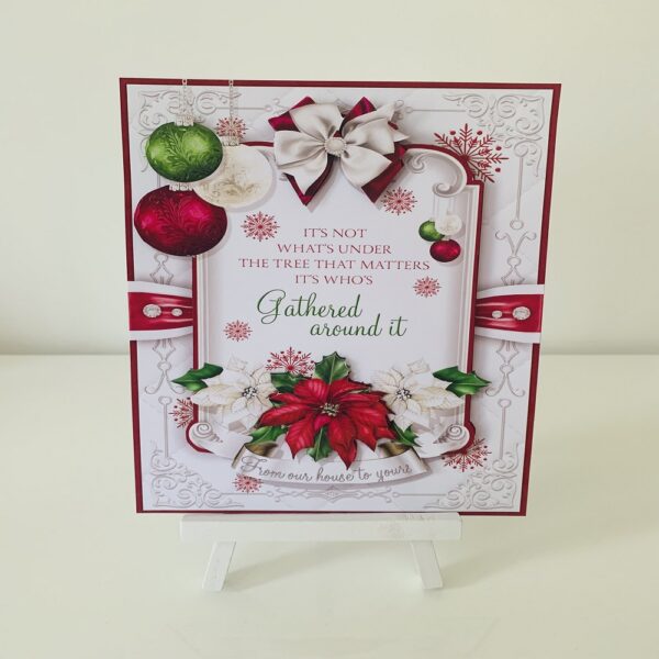 Handmade 3D decoupage Christmas Red and Green Bauble Christmas Card - main product image