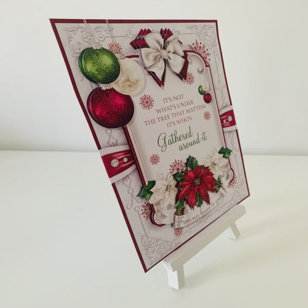Handmade 3D decoupage Christmas Red and Green Bauble Christmas Card - product image 2