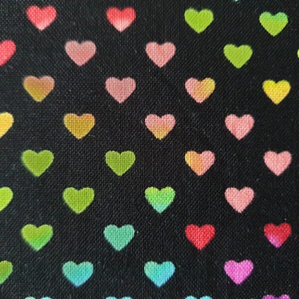 Coin Purse Cosmetics or Makeup Pouch 100% Cotton Small Rainbow Hearts Pattern Fabric outer. 008 - product image 4