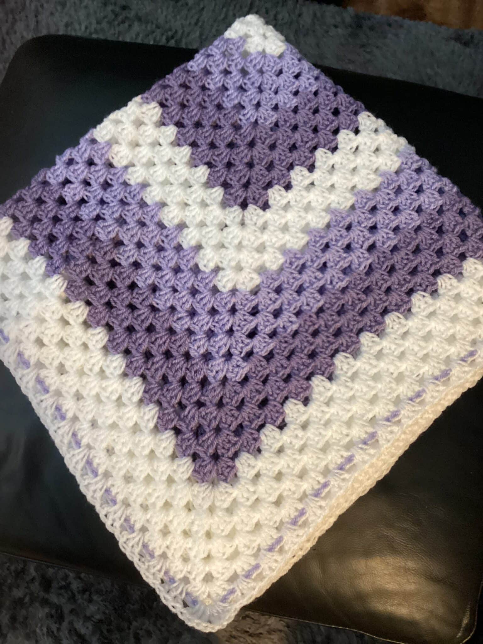 Dark Lavender, Light Lavender and White Bespoke Baby Blanket - main product image