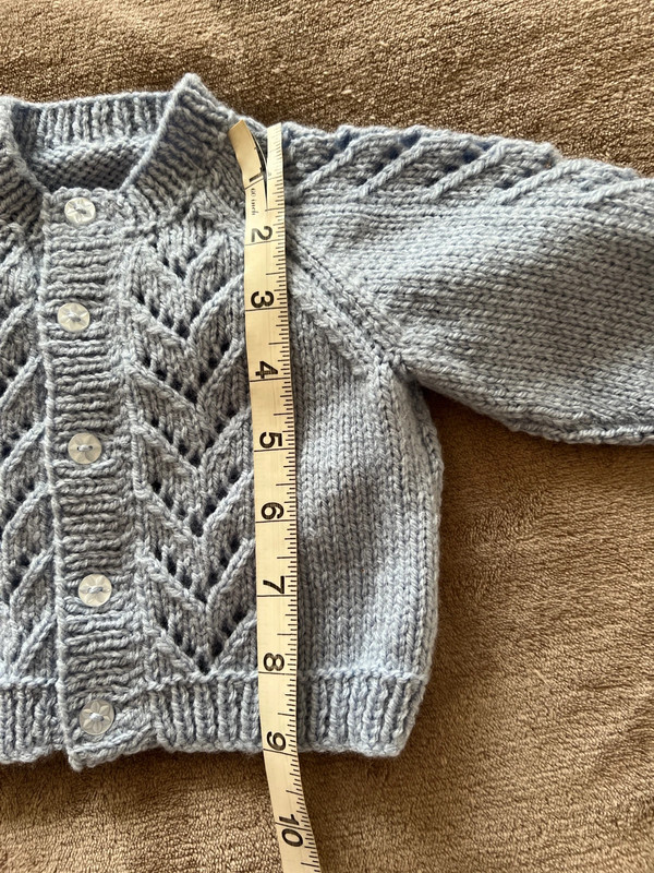 Hand knitted blue cardigan chest 18” (3 – 6 months) New - product image 4