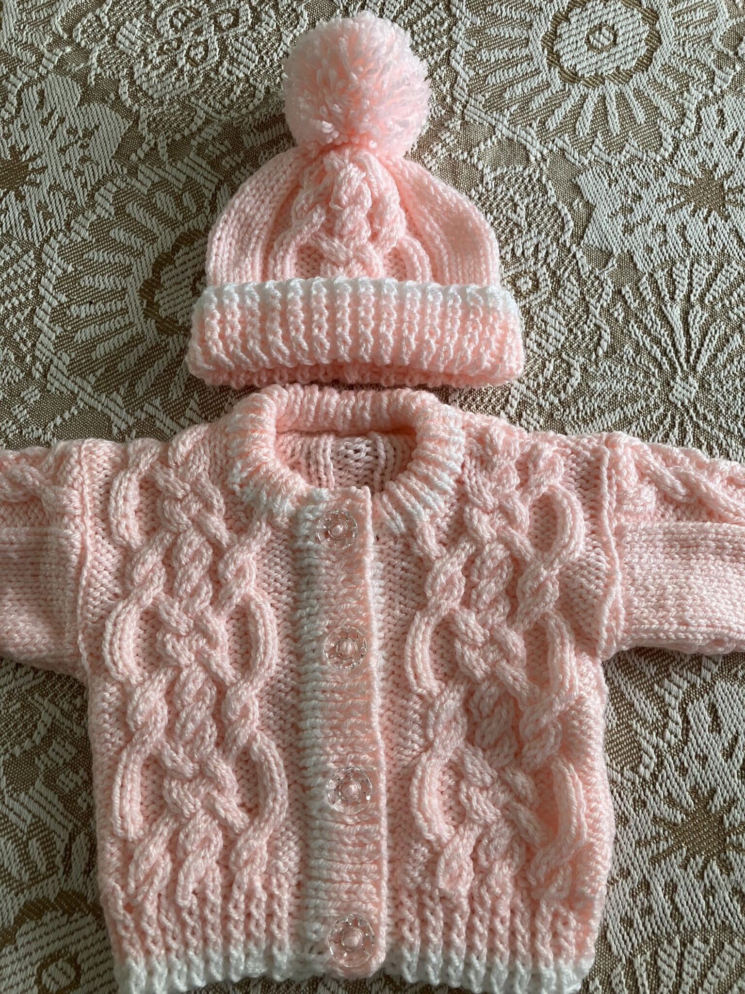 Aran girls cardigan and hat set - main product image