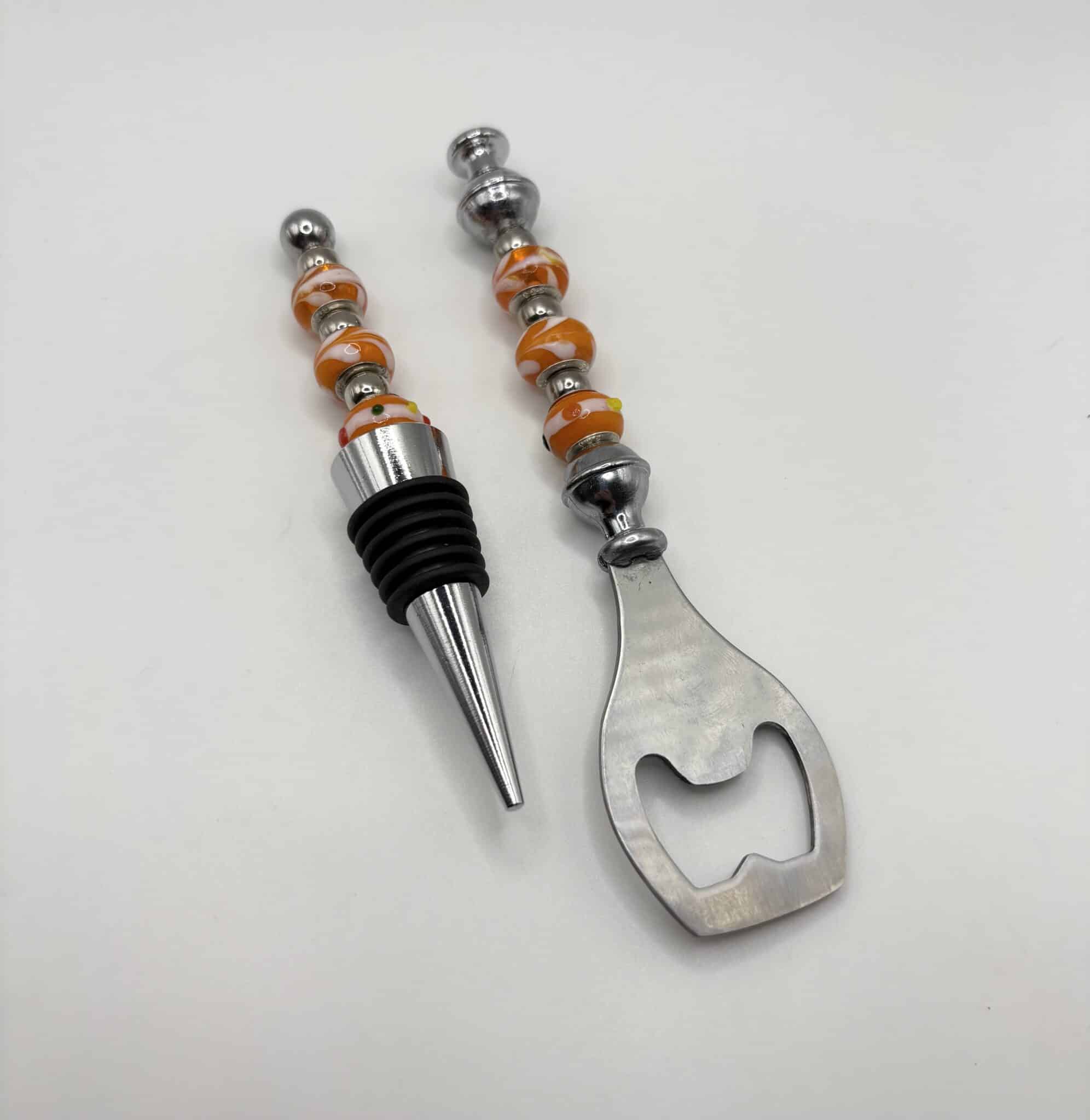 Orange Beaded Bottle Opener & Stopper Set - main product image