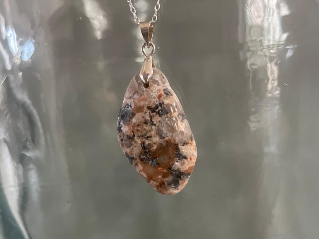 Marbled Granite Pendant with Sterling Silver fittings and Necklace