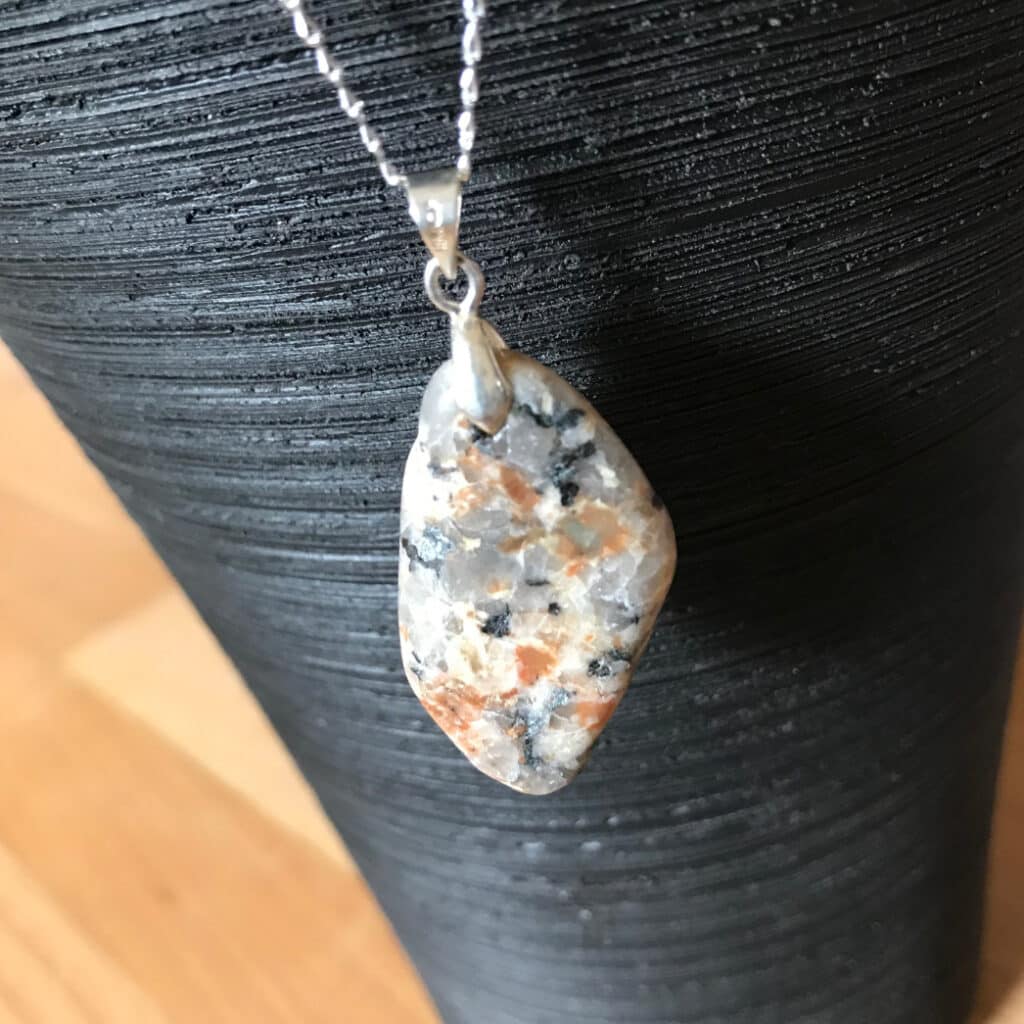 Marbled Granite Pendant with Sterling Silver fittings and Necklace