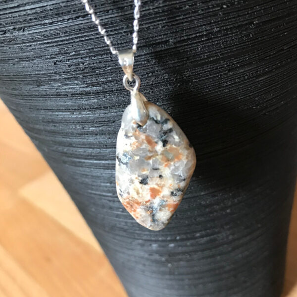 Marbled Granite Pendant with Sterling Silver fittings and Necklace - product image 2