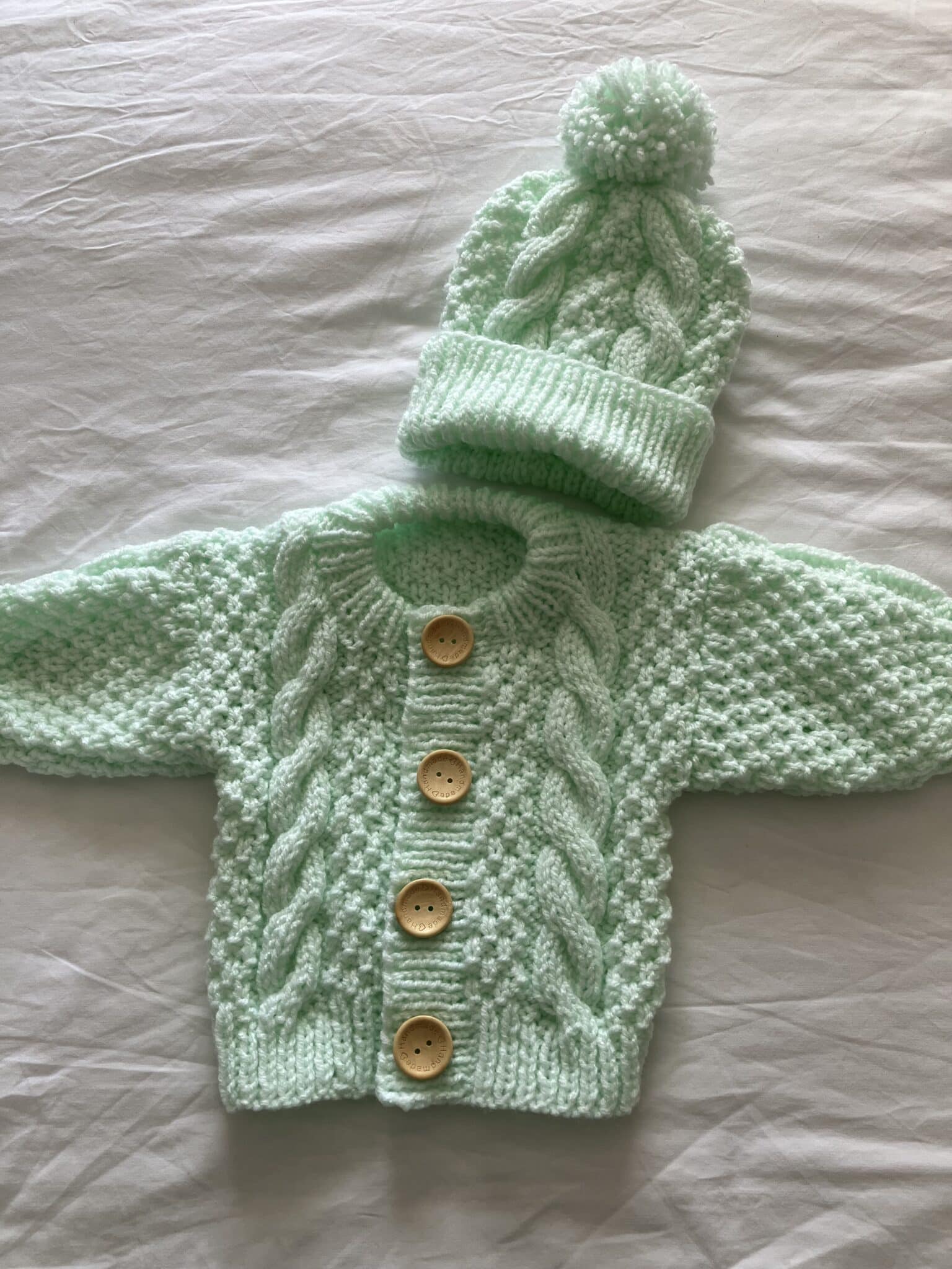 Aran cardigan and hat set 0-3 months - main product image
