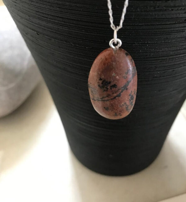 Deep Red Granite with a Sterling Silver necklace. - product image 3
