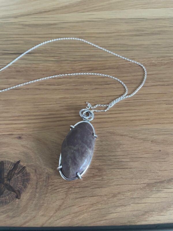 Sterling Silver necklace and Bezel with beautiful Petrified Wood pendant - product image 2
