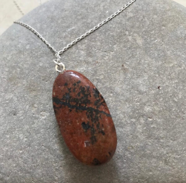 Deep Red Granite with a Sterling Silver necklace. - product image 2