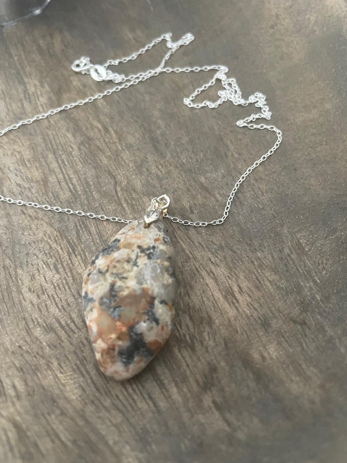 Marbled Granite Pendant with Sterling Silver fittings and Necklace - main product image