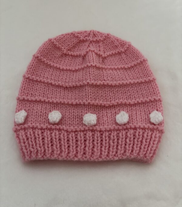 Hand knitted Girls Beanie Style Hat 6 months - main product image
