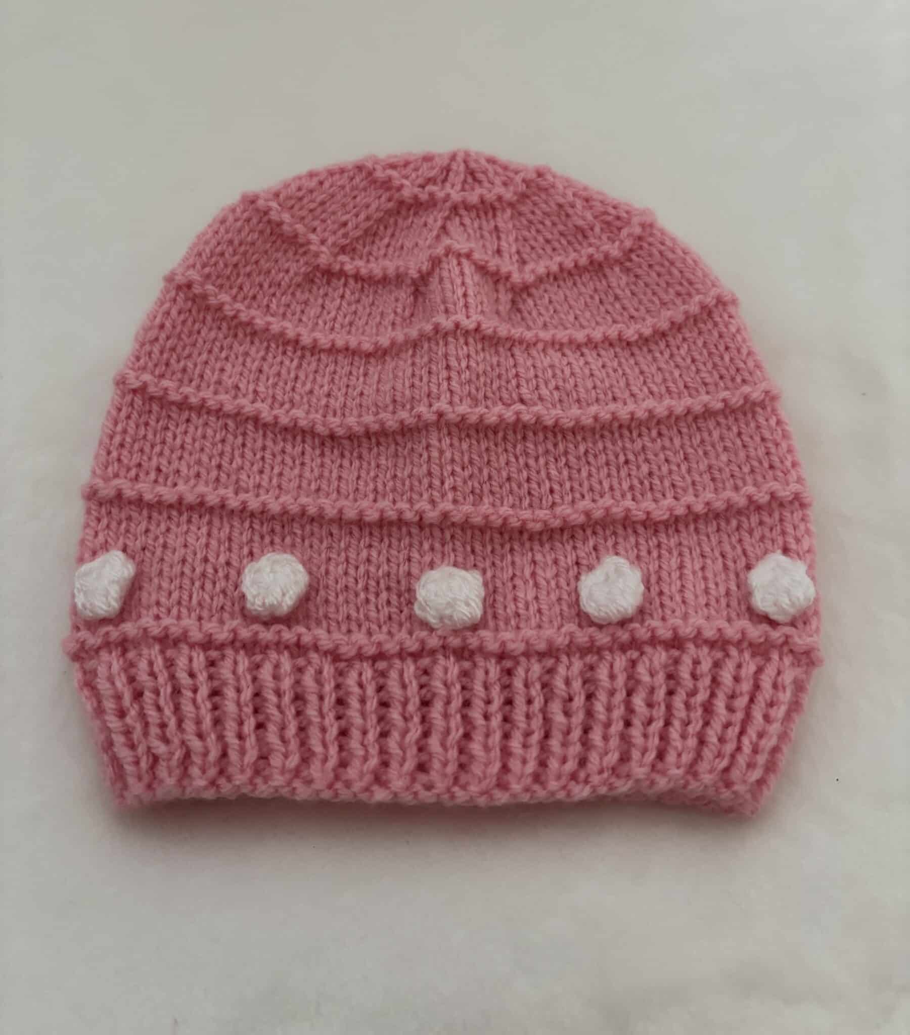 Hand knitted Girls Beanie Style Hat 6 months - main product image