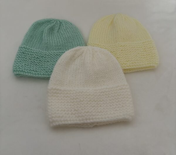 Hand knitted Beanie Style Hats x 3 Newborn - main product image