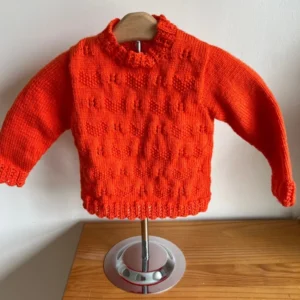 Handknitted Orange Girls Jumper - Chest 21"