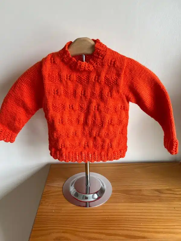 Handknitted Orange Girls Jumper – Chest 21″ - main product image