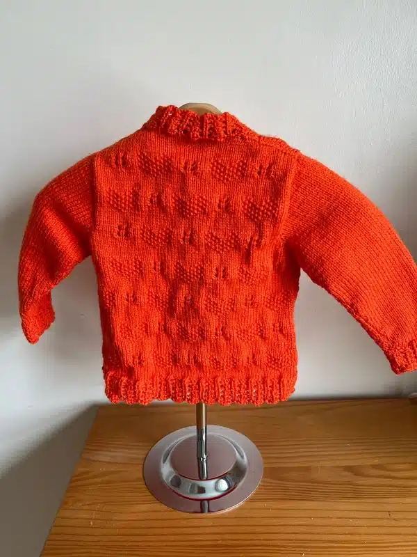 Handknitted Orange Girls Jumper – Chest 21″ - product image 3